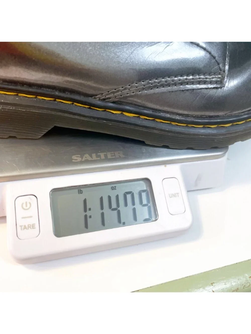 Dr. Martens Patent Leather Grey Combat Boots, Size 4